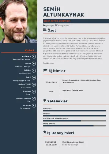 Beden Eğitimi Öğretmeni CV Örnekleri cv indir